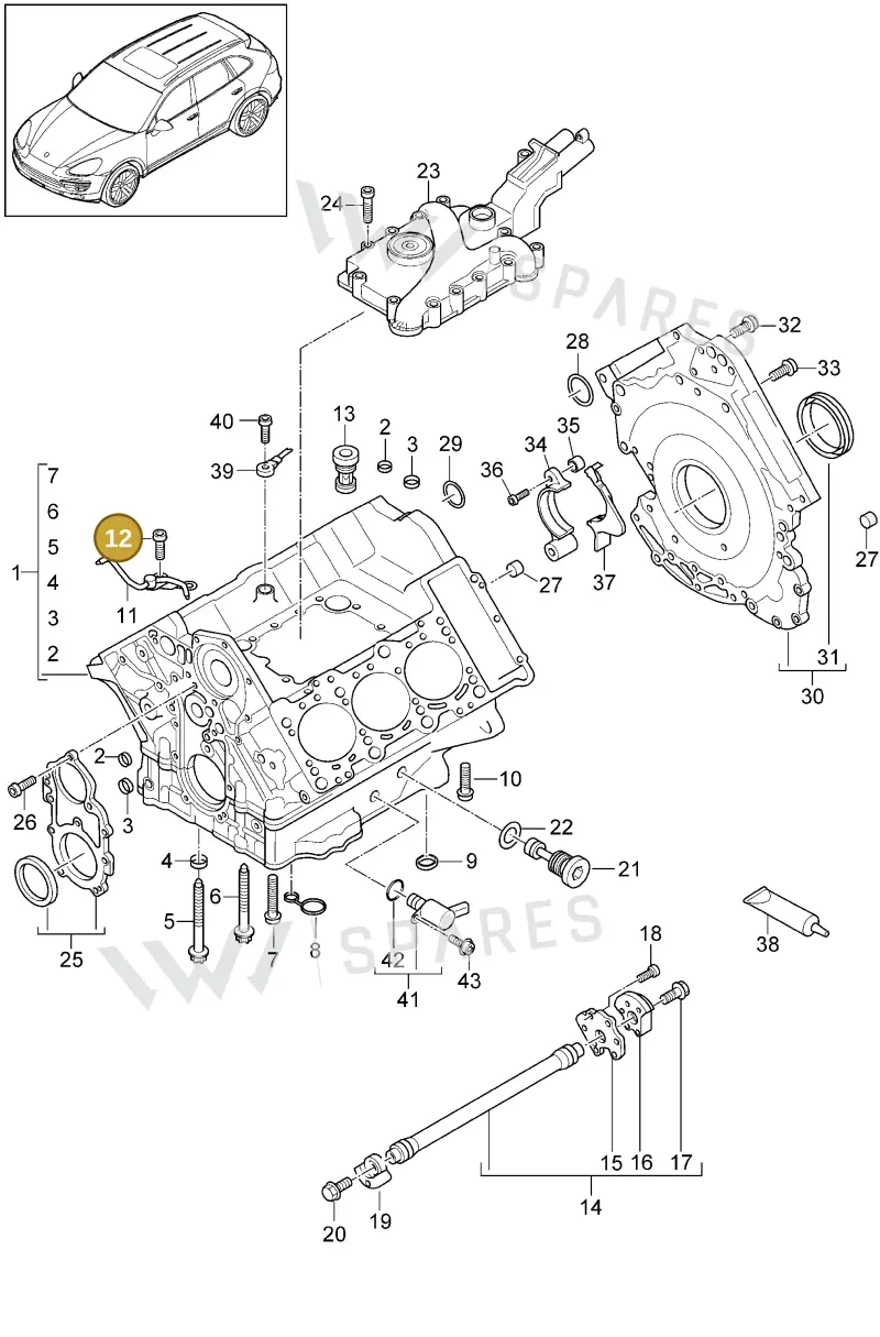 N10451407 — Porsche Cayenne (2010-2018) diagram p37101070, position 12