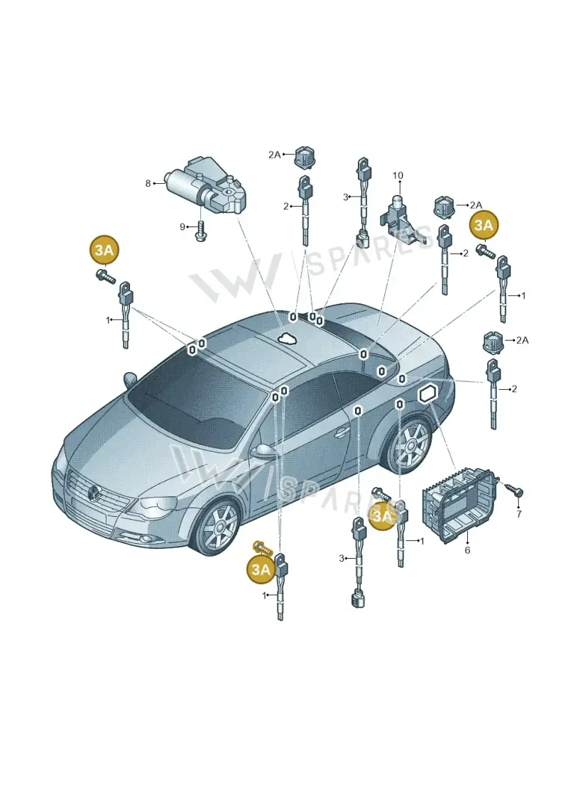N10456101 — Volkswagen Eos BlueMotion (2010-2015) diagram 712959000, position 3A