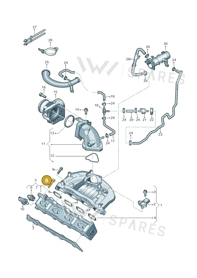 N10476002 — Volkswagen Scirocco 2.0 (2014-2017) diagram 651133100, position 8
