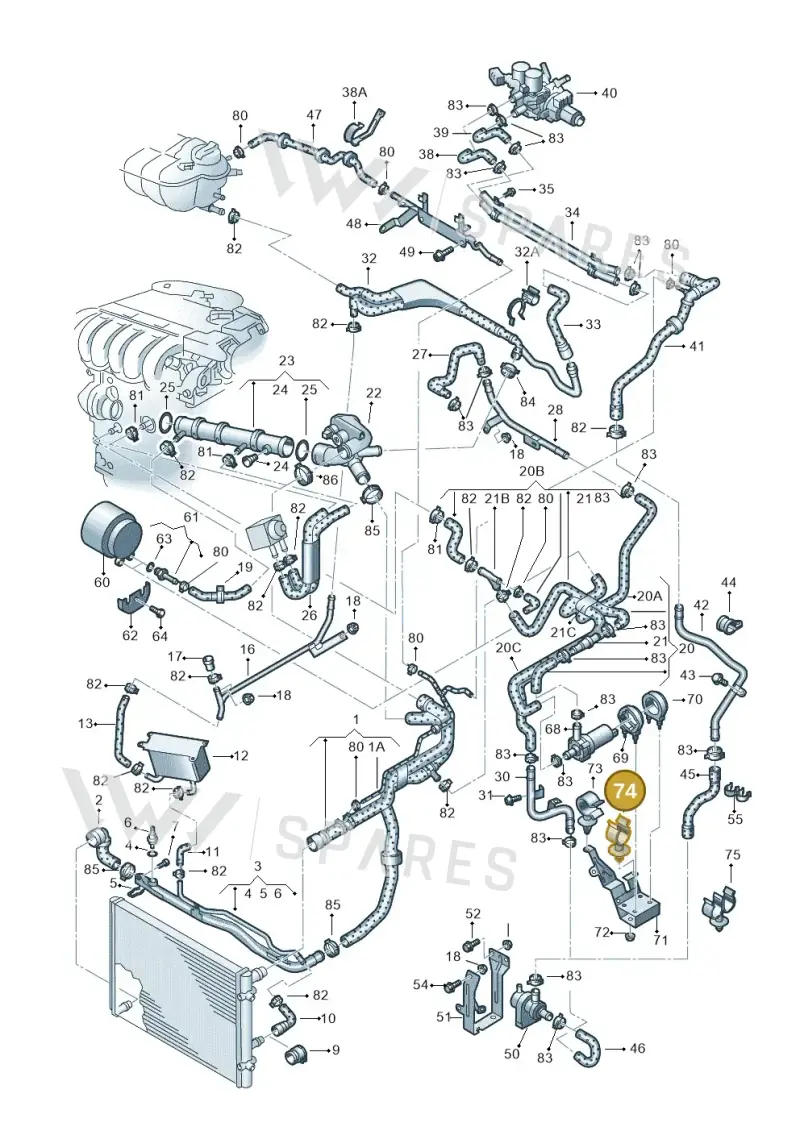 N10486801 — Volkswagen PHAETON                08> (2007-) diagram 258121300, position 74