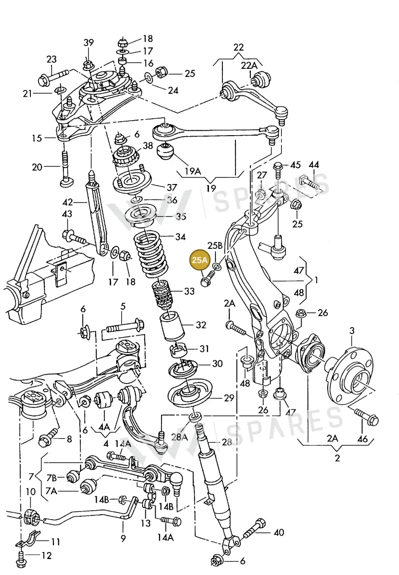 N10491802 — Audi A8 quattro (1999-2002) diagram 255407110, position 25A