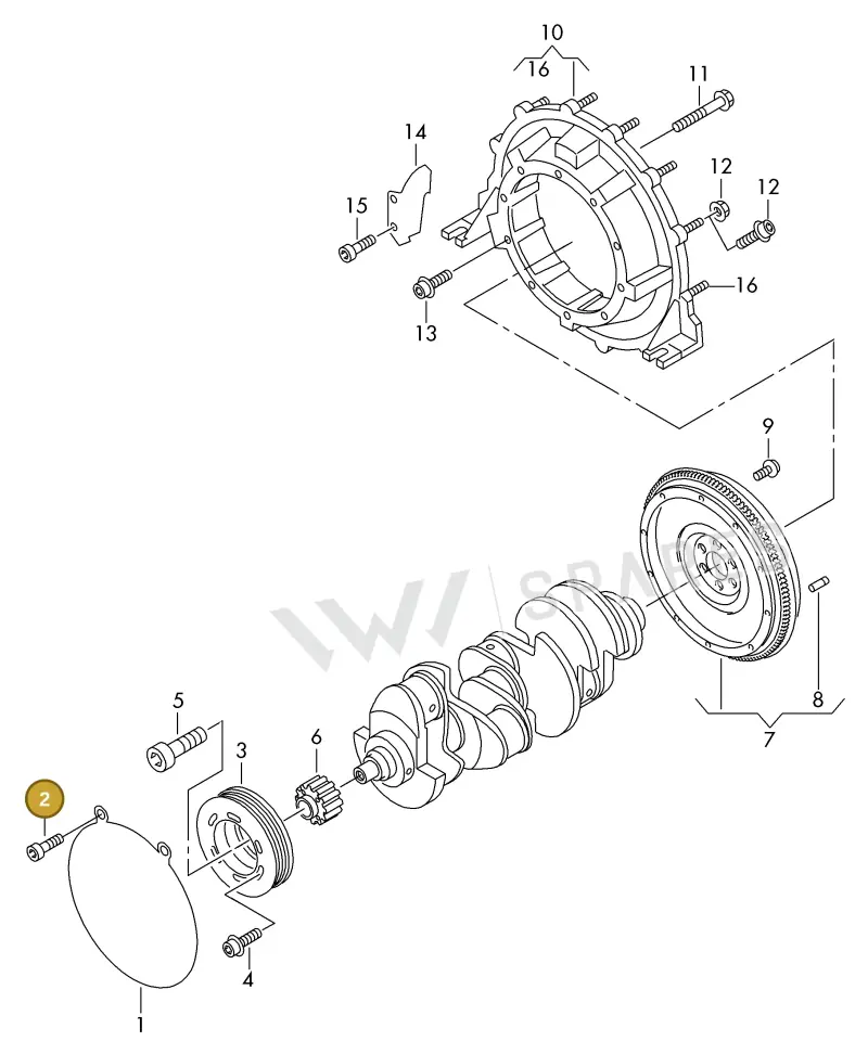 N10521102 — Volkswagen 2X2 platform diagram 982105000, position 2