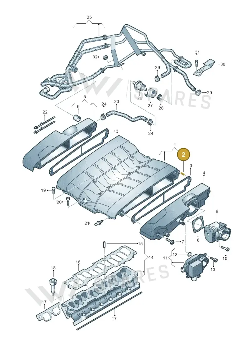 N10527801 — Volkswagen Phaeton 4motion (2010-2016) diagram 258133860, position 2