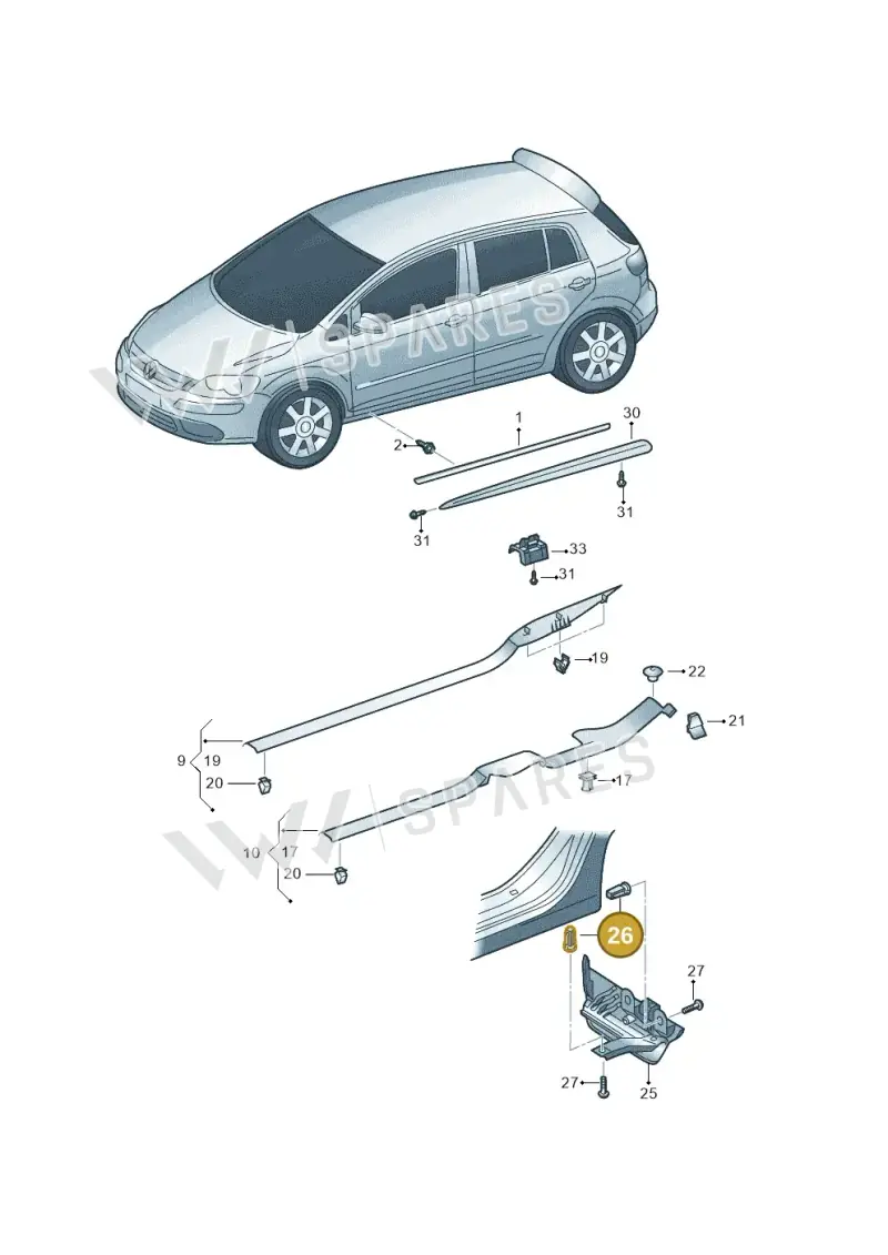 N10541201 — Volkswagen Golf (2011-2013) diagram 649853100, position 26