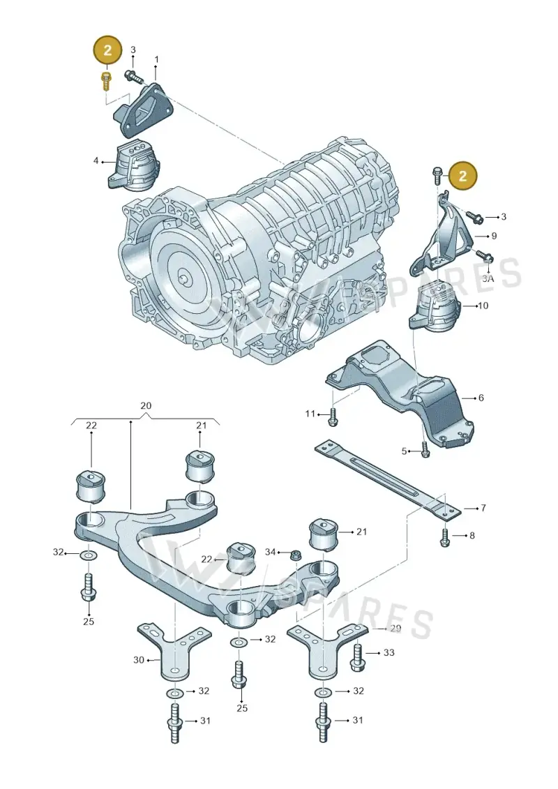 N10563402 — Volkswagen Phaeton 4motion (2010-2016) diagram 258399800, position 2