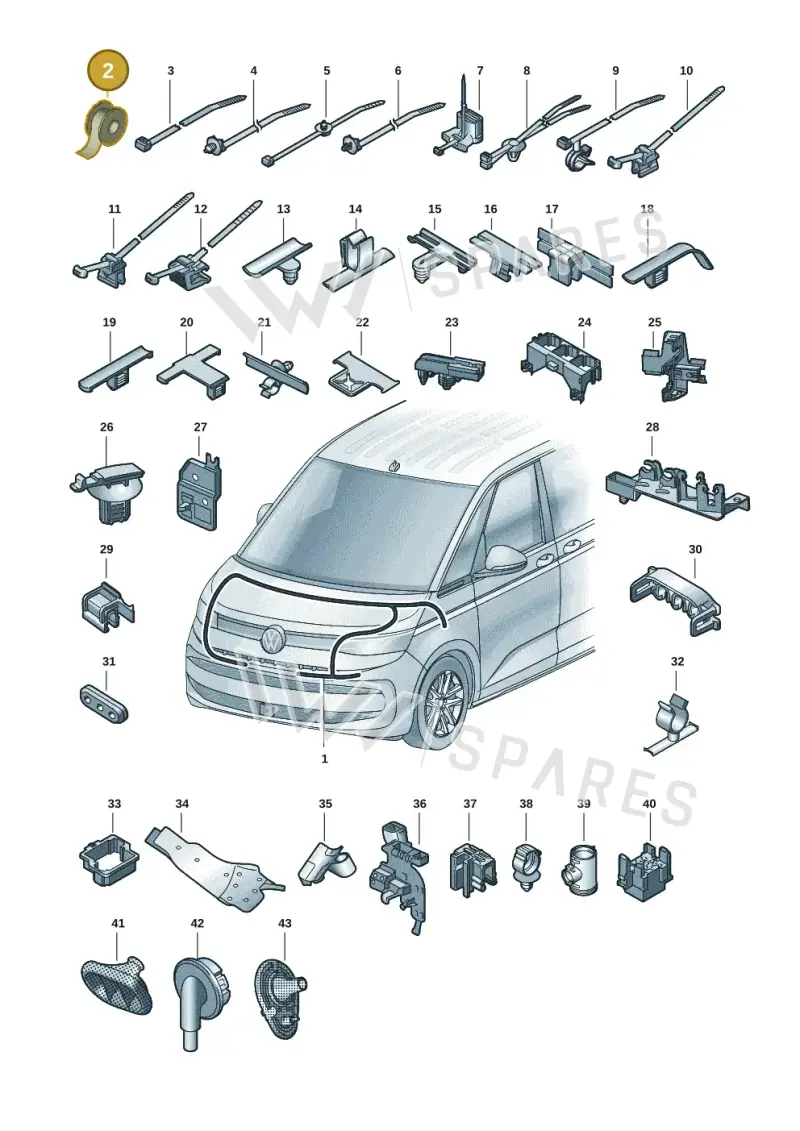 N10592002 — Volkswagen Multivan (2021-) diagram 7t0971801, position 2