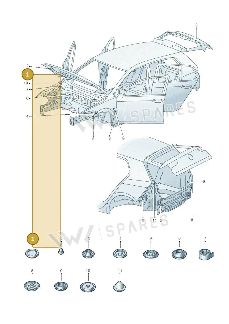 N10628101 — Volkswagen Golf 2.0 BlueMotion (2019-2024) diagram 5h0803035, position 1
