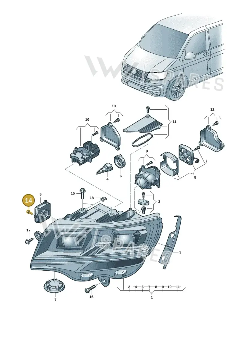 N10708601 — Volkswagen Transport. multivan (2019-2024) diagram 7em941010, position 14