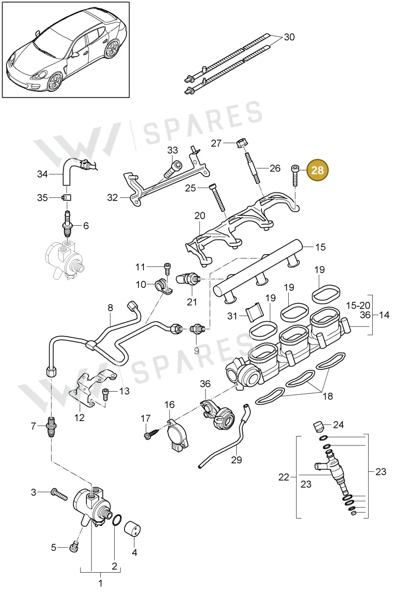 N10731401 — Porsche Panamera (2009-2016) diagram p35107037, position 28