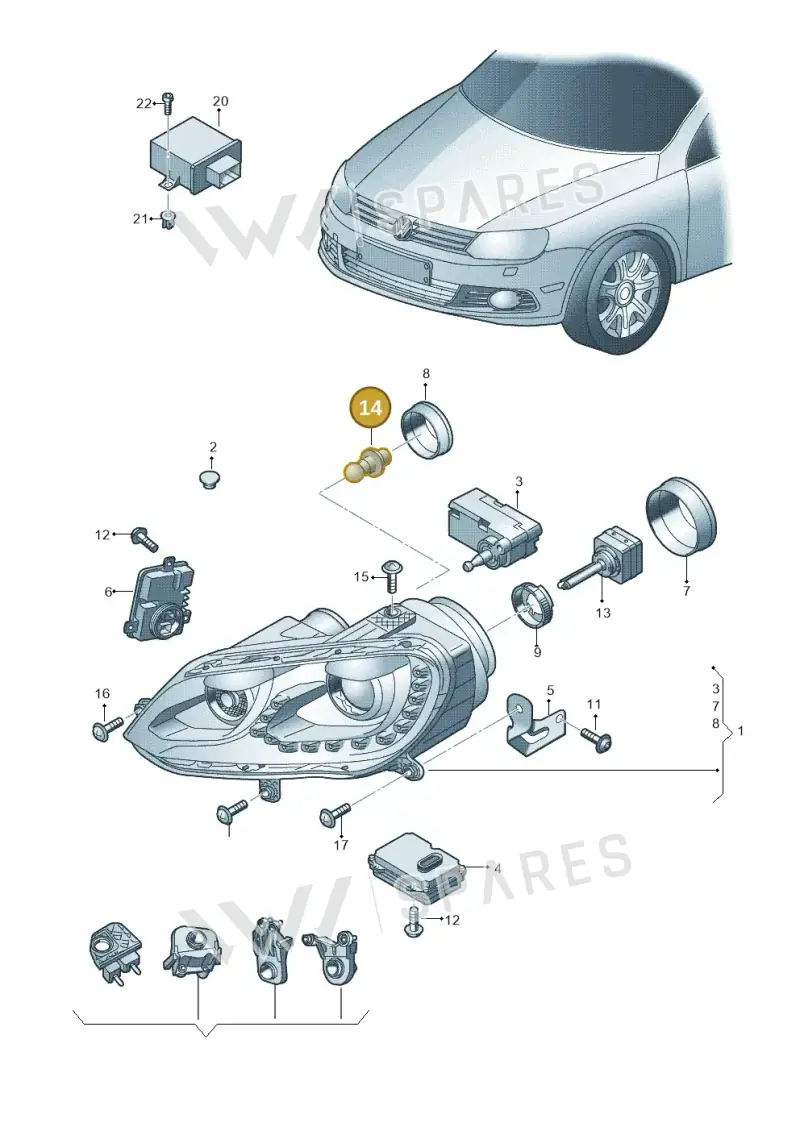 N10733102 — Volkswagen Eos BlueMotion (2010-2015) diagram 712941200, position 14