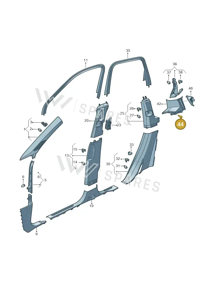 N10741401 — Volkswagen Touareg (2017-2023) diagram 439867650, position 44