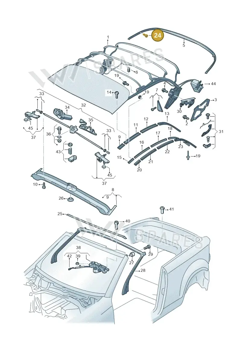 N10741401 — Volkswagen Golf Cabriolet (2011-2016) diagram 718871100, position 24