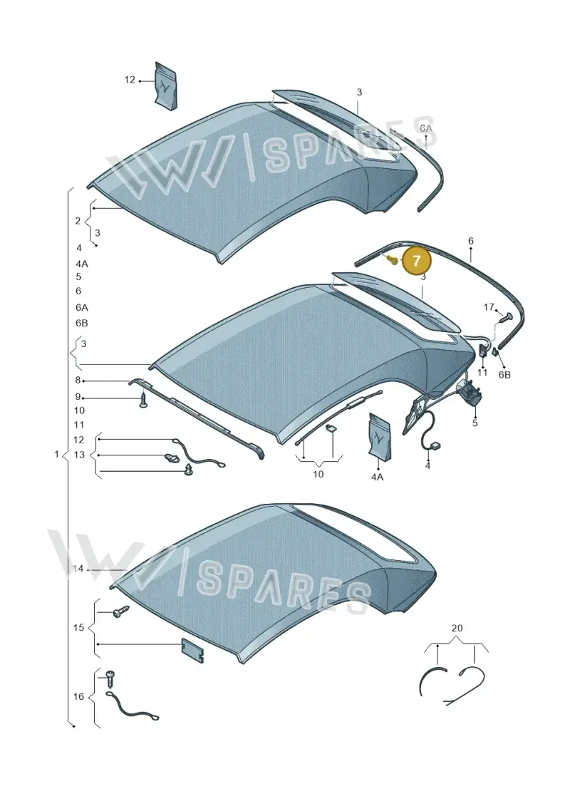 N10741401 — Volkswagen T-Roc convertible 1.5 (2019-2024) diagram 718871000, position 7
