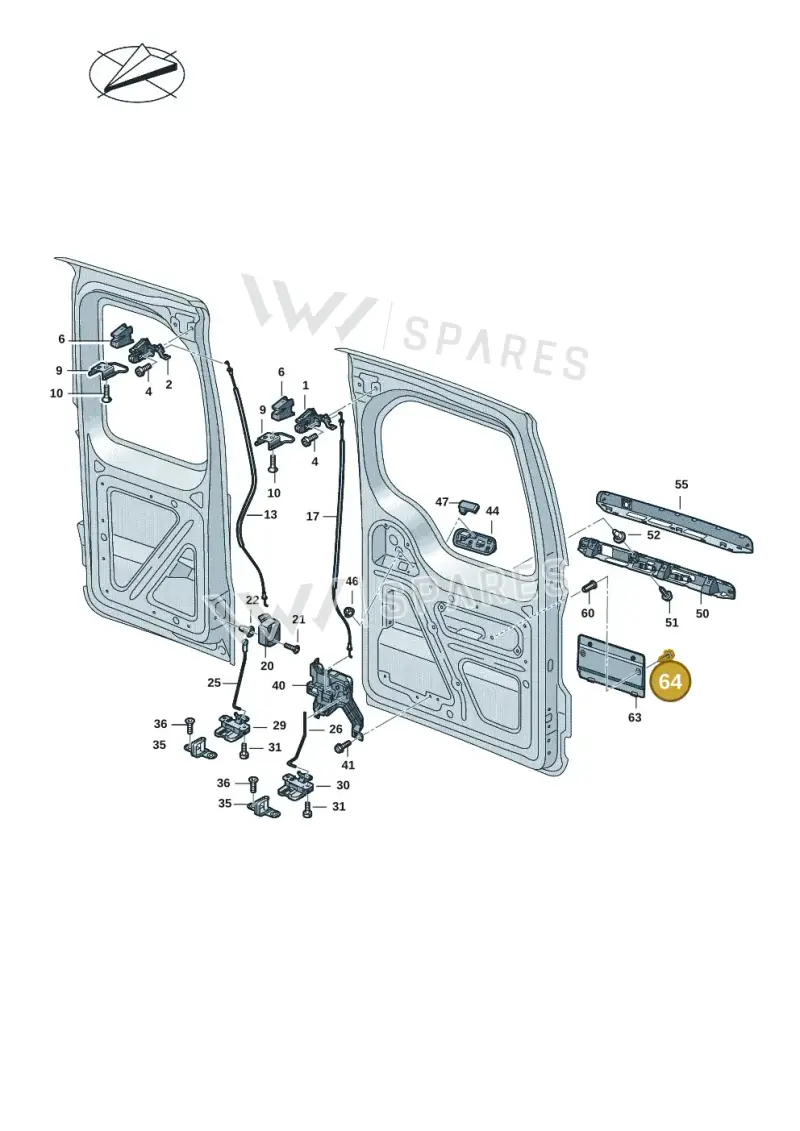 N10741402 — Volkswagen Caddy Maxi Kombi (2020-2024) diagram 2ka827300, position 64