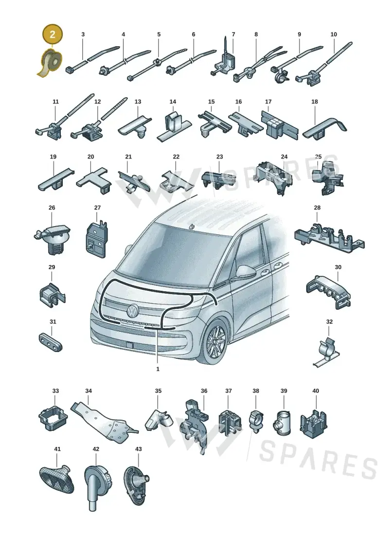 N10744701 — Volkswagen Multivan (2021-2025) diagram 7t0971801, position 2