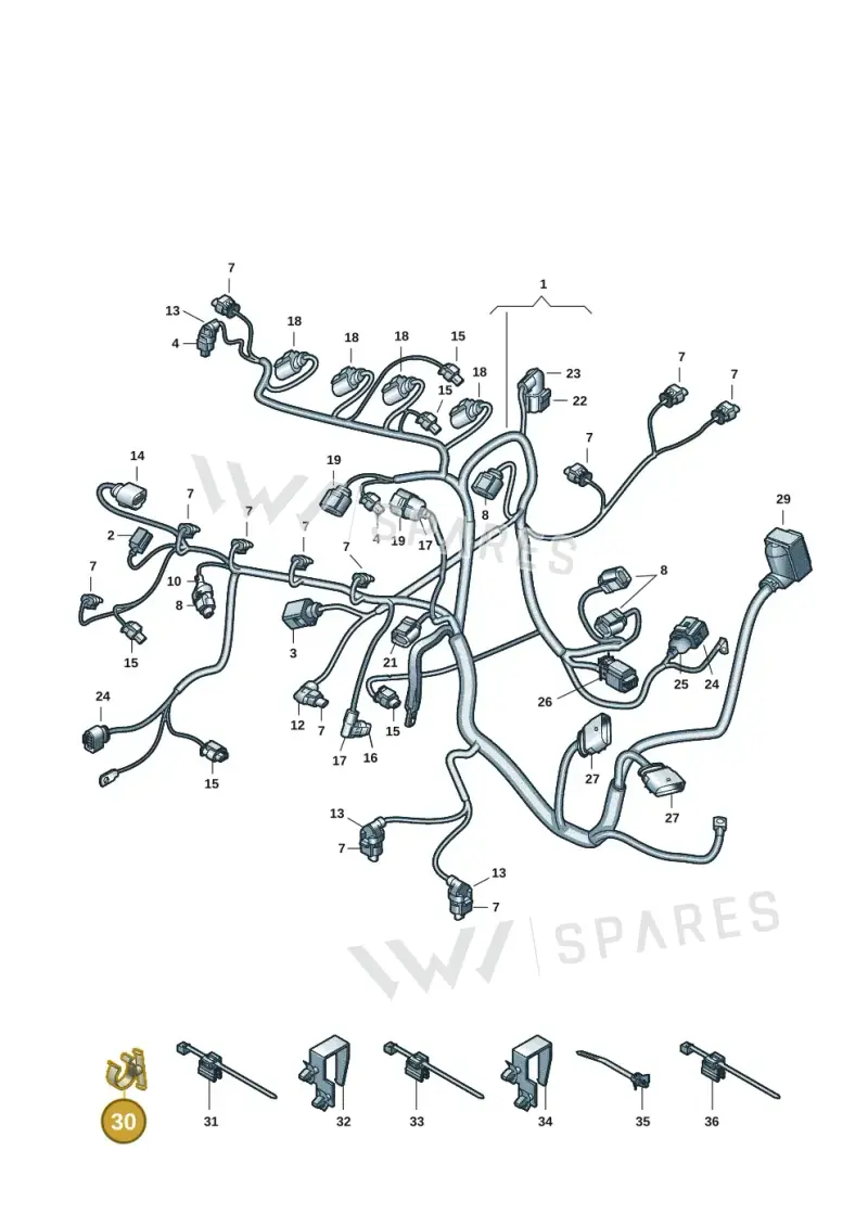 N10771201 — Volkswagen Multivan (2021-) diagram 5h0971012, position 30