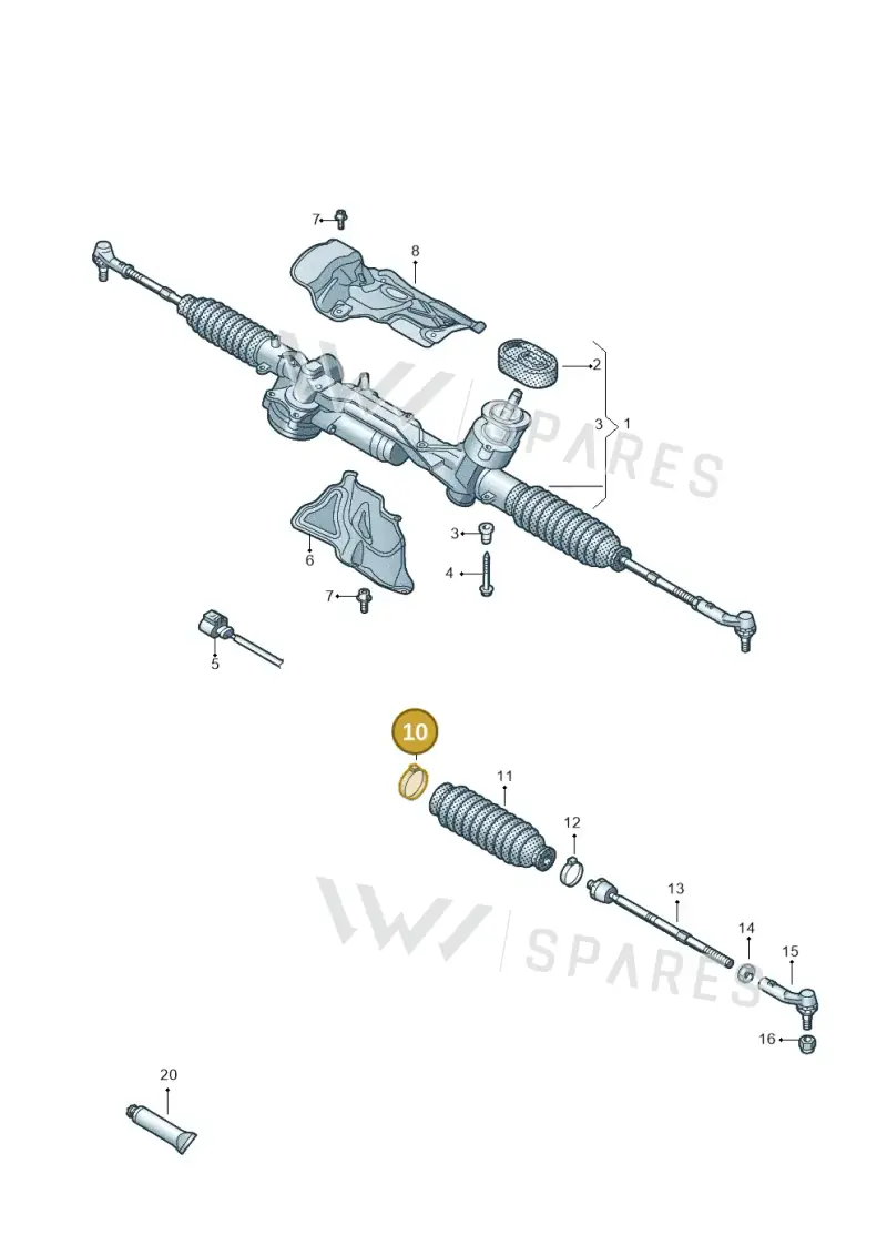 N10862201 — Volkswagen Golf 2.0 BlueMotion (2019-2024) diagram 5h0423050, position 10