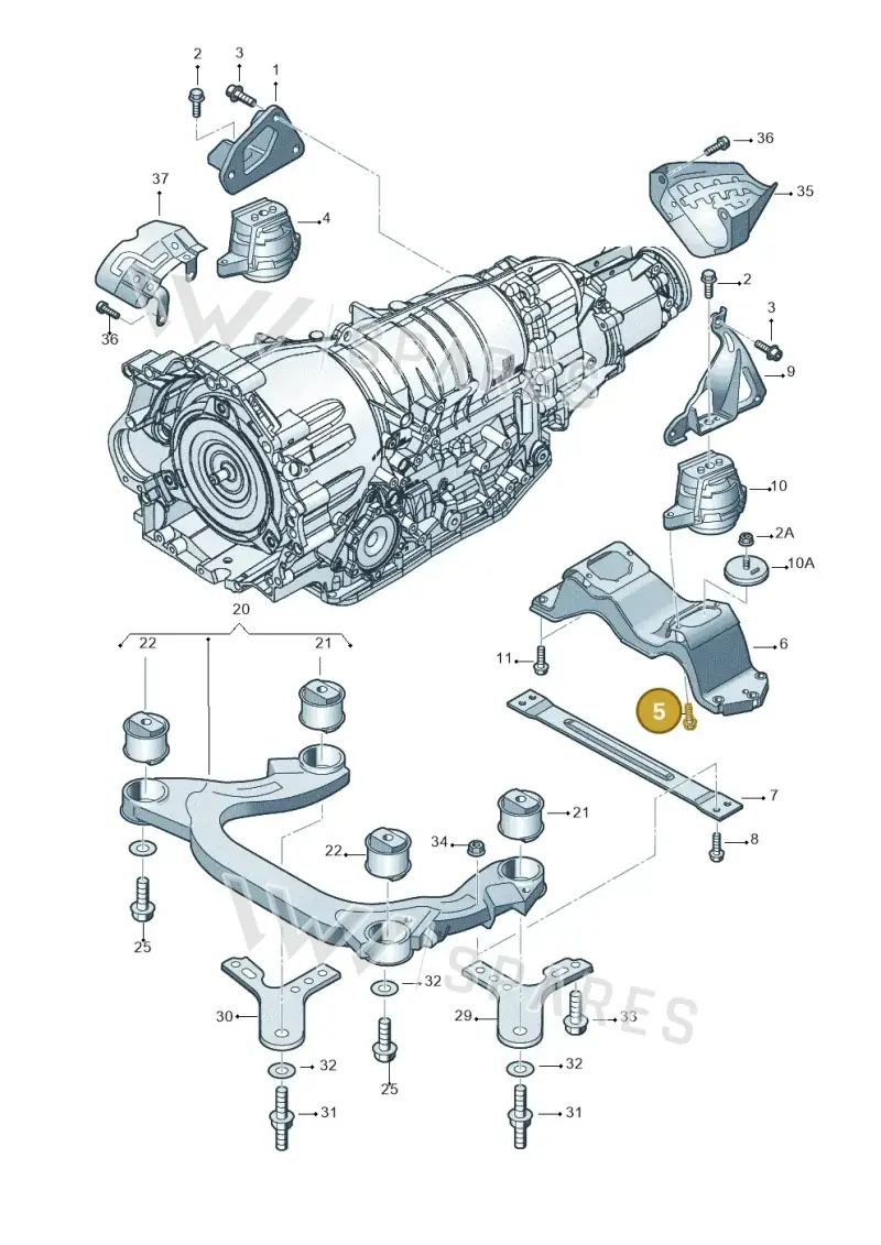 N90215604 — Volkswagen Phaeton 4motion (2008-2010) diagram 258399850, position 5