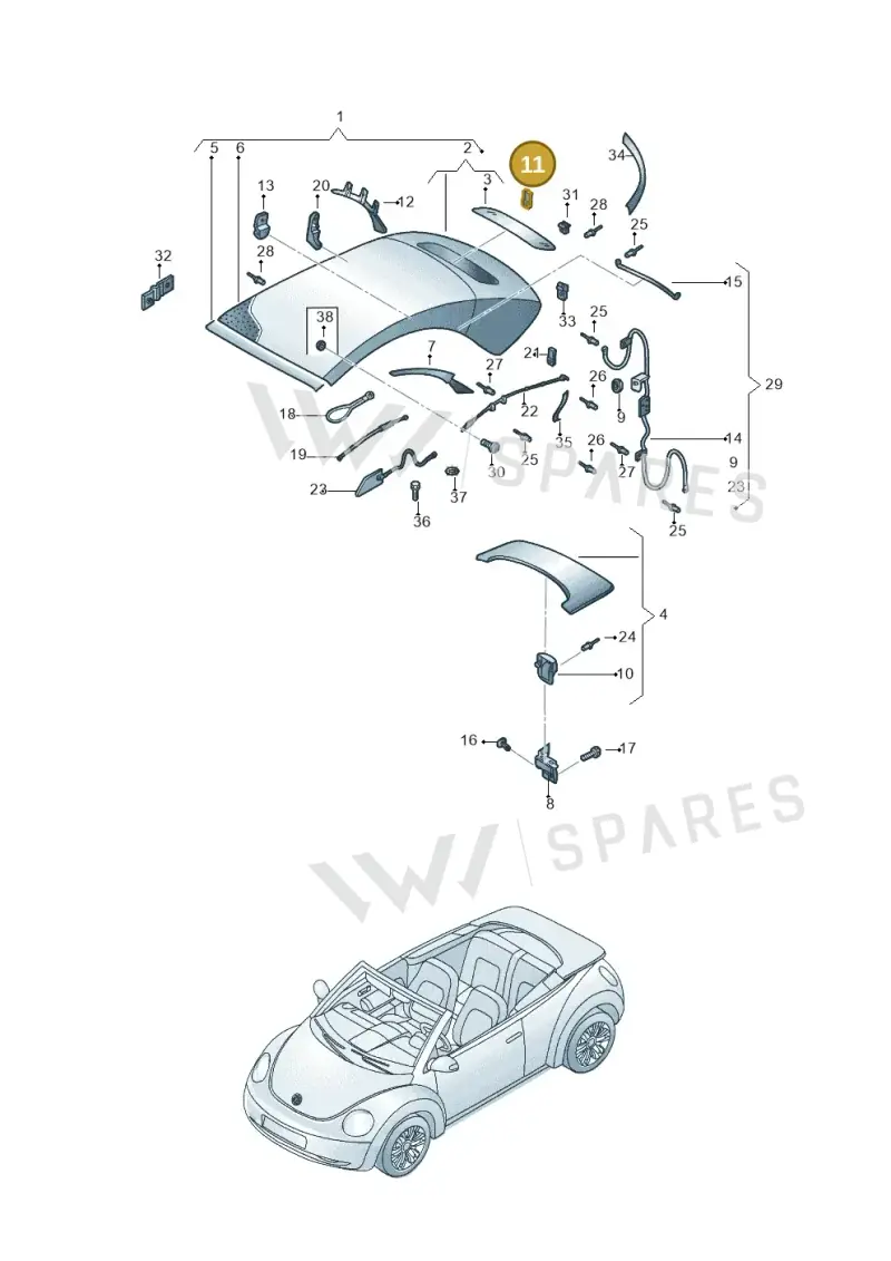 N90232103 — Volkswagen New Beetle Cabrio.     06> (2005-) diagram 279871000, position 11