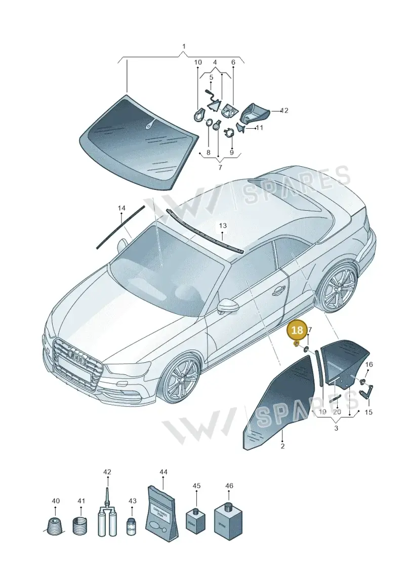 N90284602 — Audi A3 Cabriolet (2016-2020) diagram 778845000, position 18