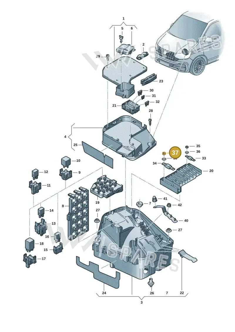 N90295502 — Volkswagen Transport. multivan (2019-2024) diagram 7ep937020, position 37