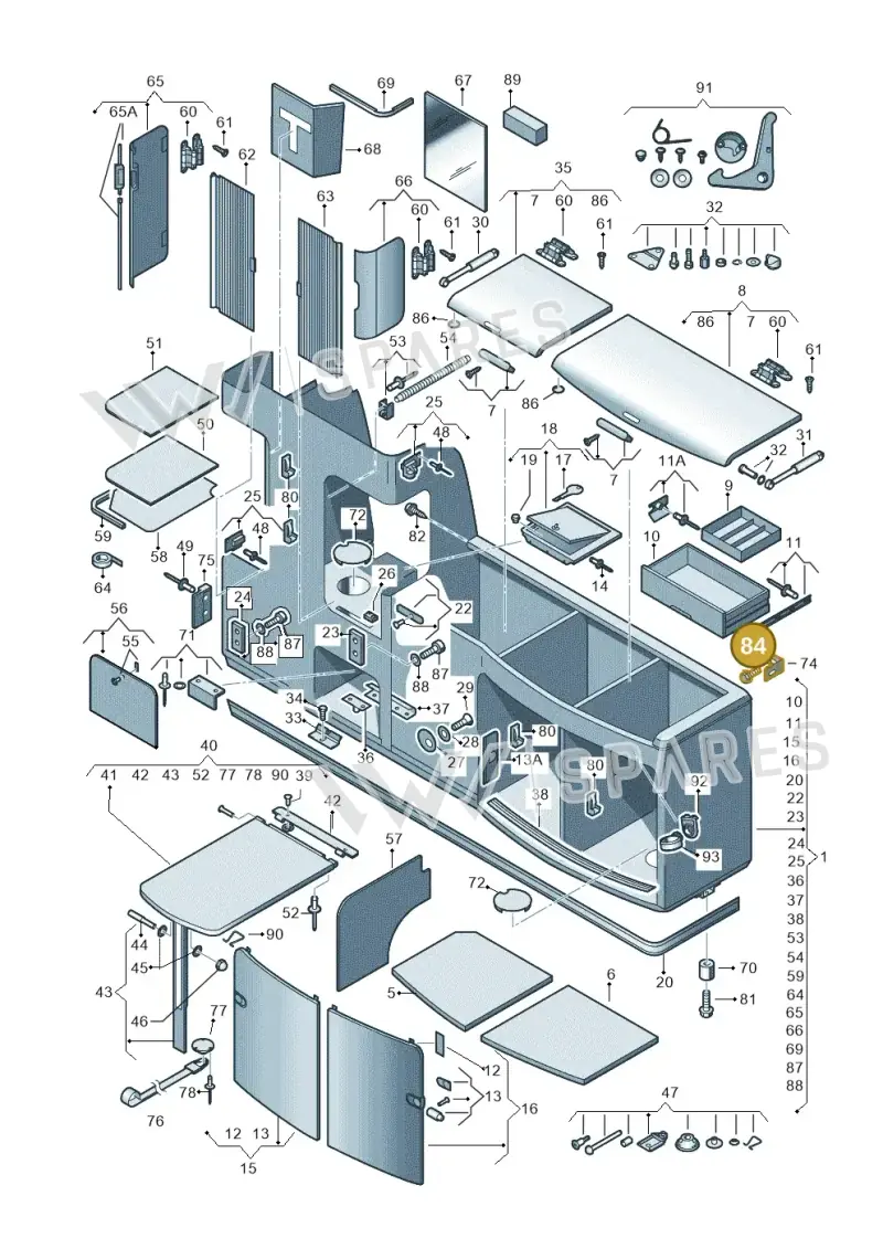 N90305304 — Volkswagen California Camper (2011-2015) diagram 452068000, position 84