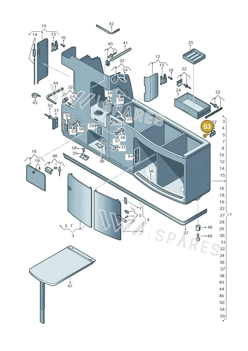 N90305304 — Volkswagen California Camper (2015-2019) diagram 613068000, position 53