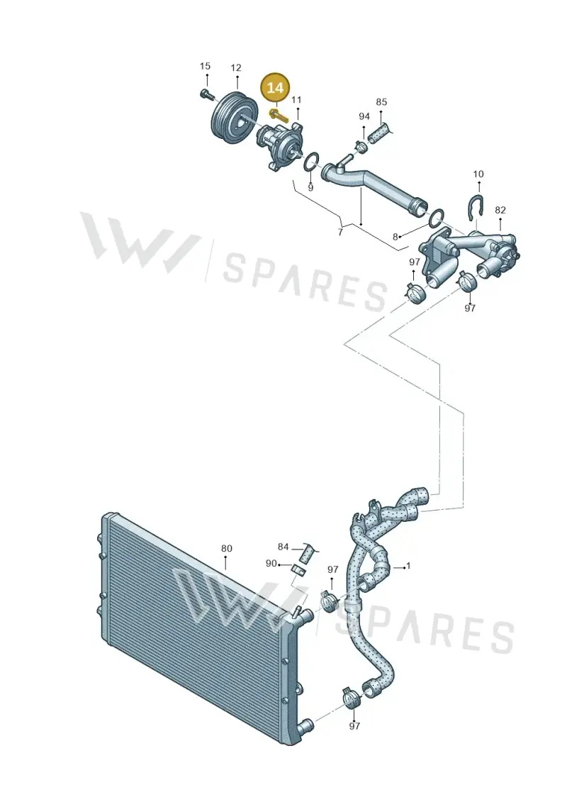 N90339605 — Volkswagen Polo (2009-2014) diagram 677121120, position 14