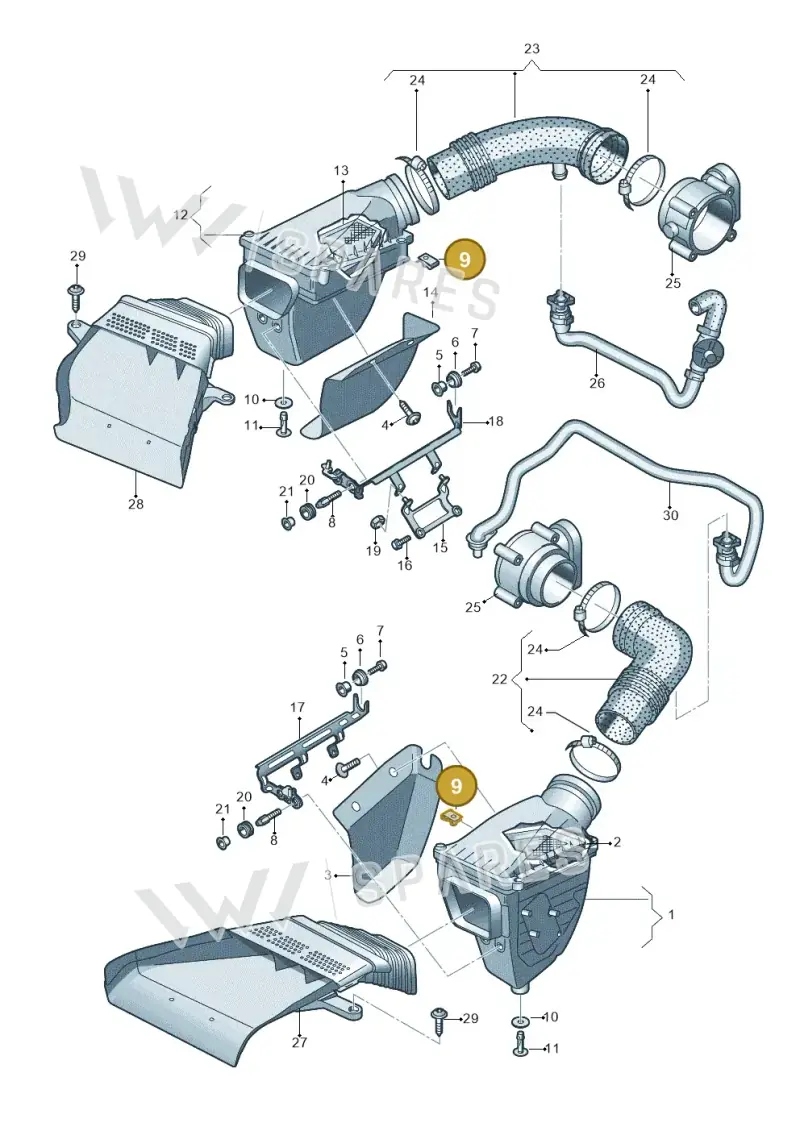 N90410102 — Audi RS4 Av. qu. 4.2 (2012-2015) diagram 695133100, position 9