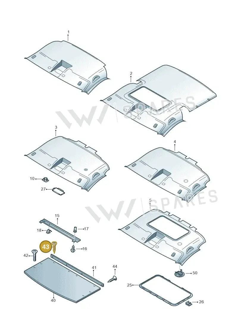 N90416202 — Volkswagen Caravelle (2015-2019) diagram 410867550, position 43