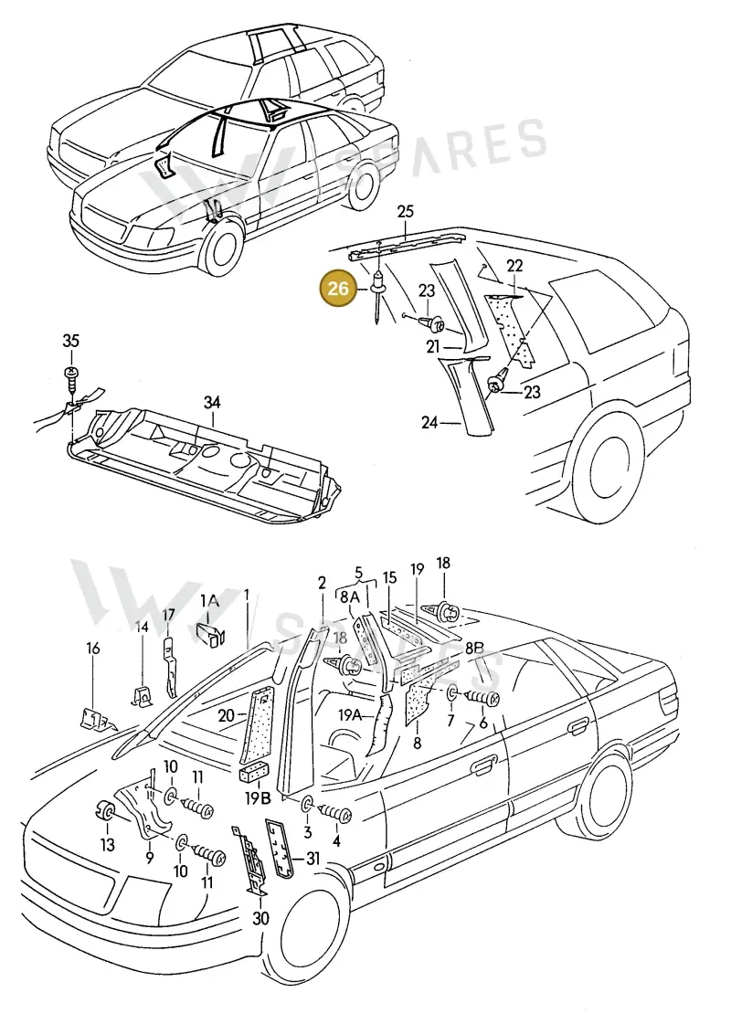 N90427901 — Audi 80 Av.Rs2 qu. (1994-1995) diagram 114867570, position 26