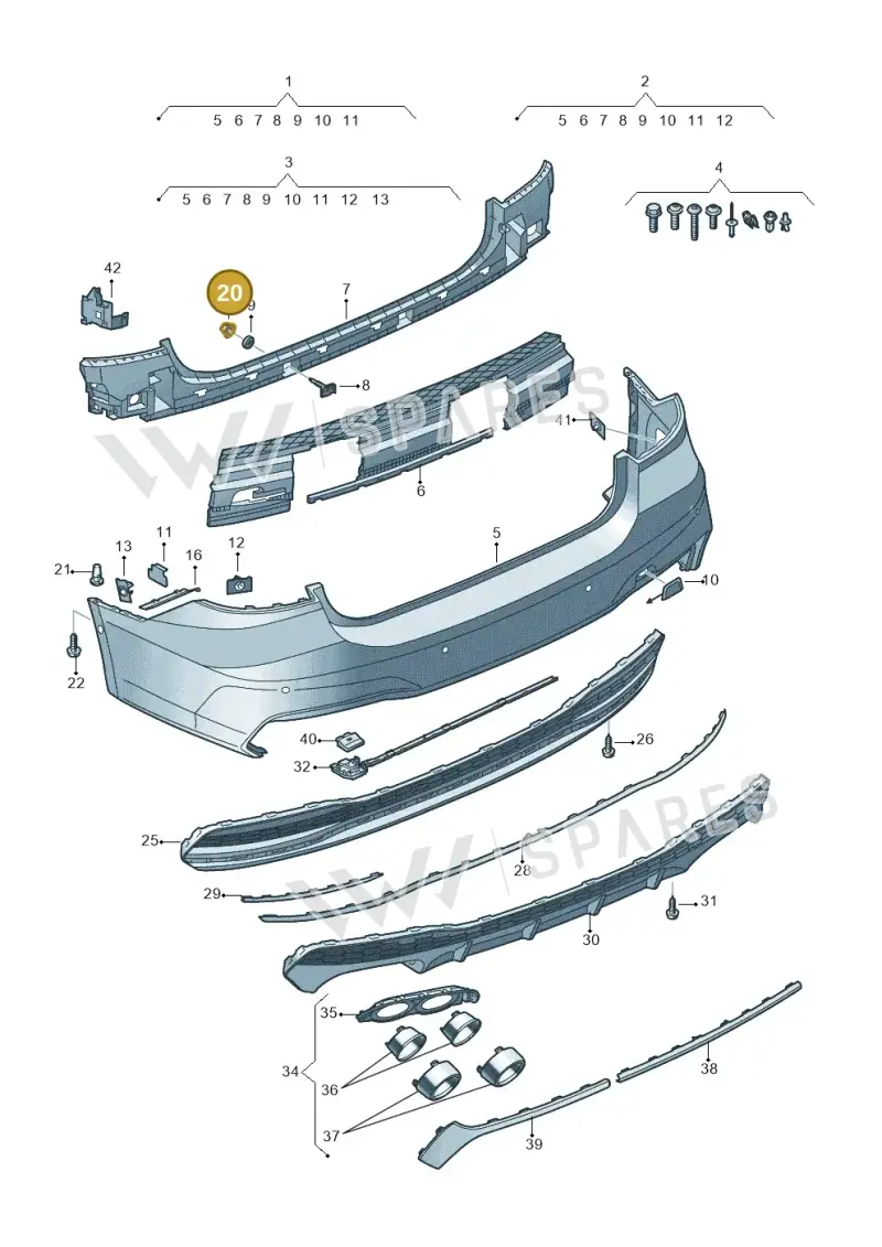 N90436904 — Audi A7 Sportback (2018-2025) diagram 435807700, position 20