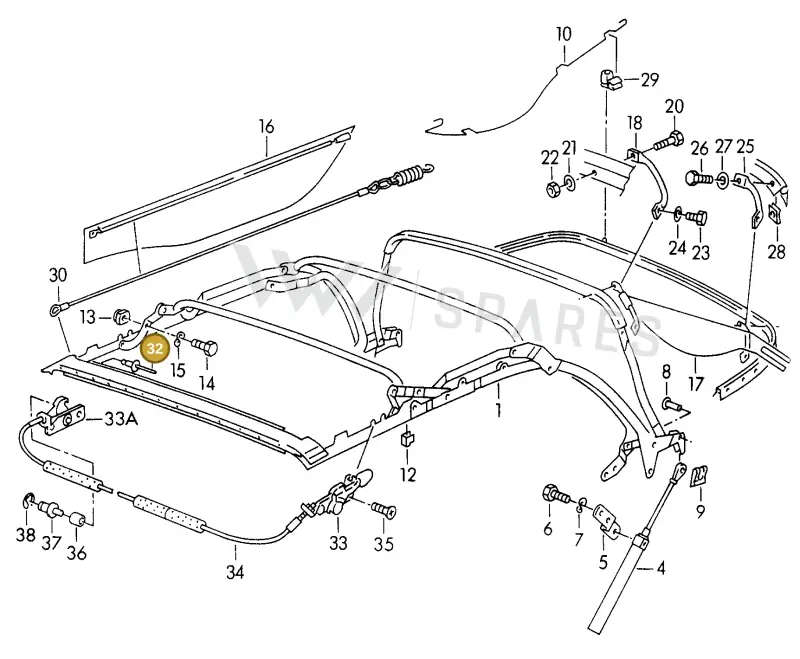 N90437601 — Volkswagen GOLF CABRIO (2002-2002) diagram 146871300, position 32