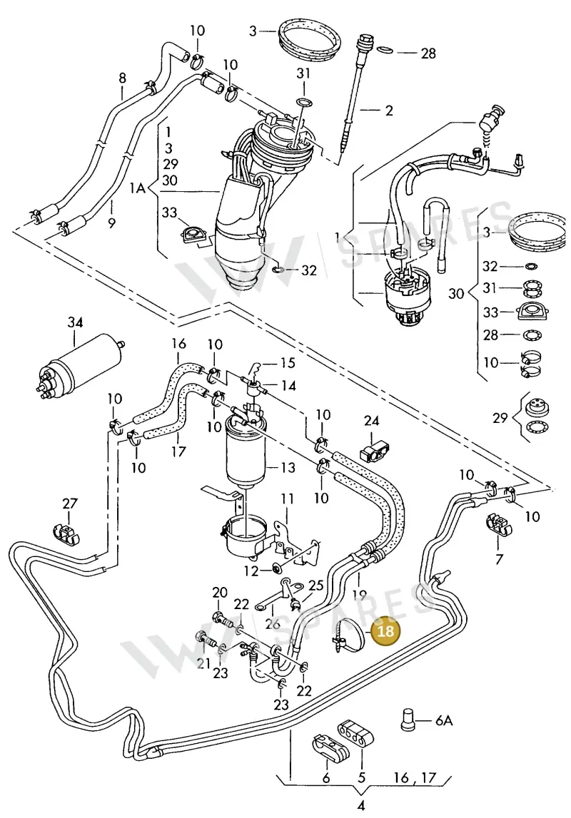 N90444901 — Audi A8 quattro (1999-2002) diagram 153201700, position 18