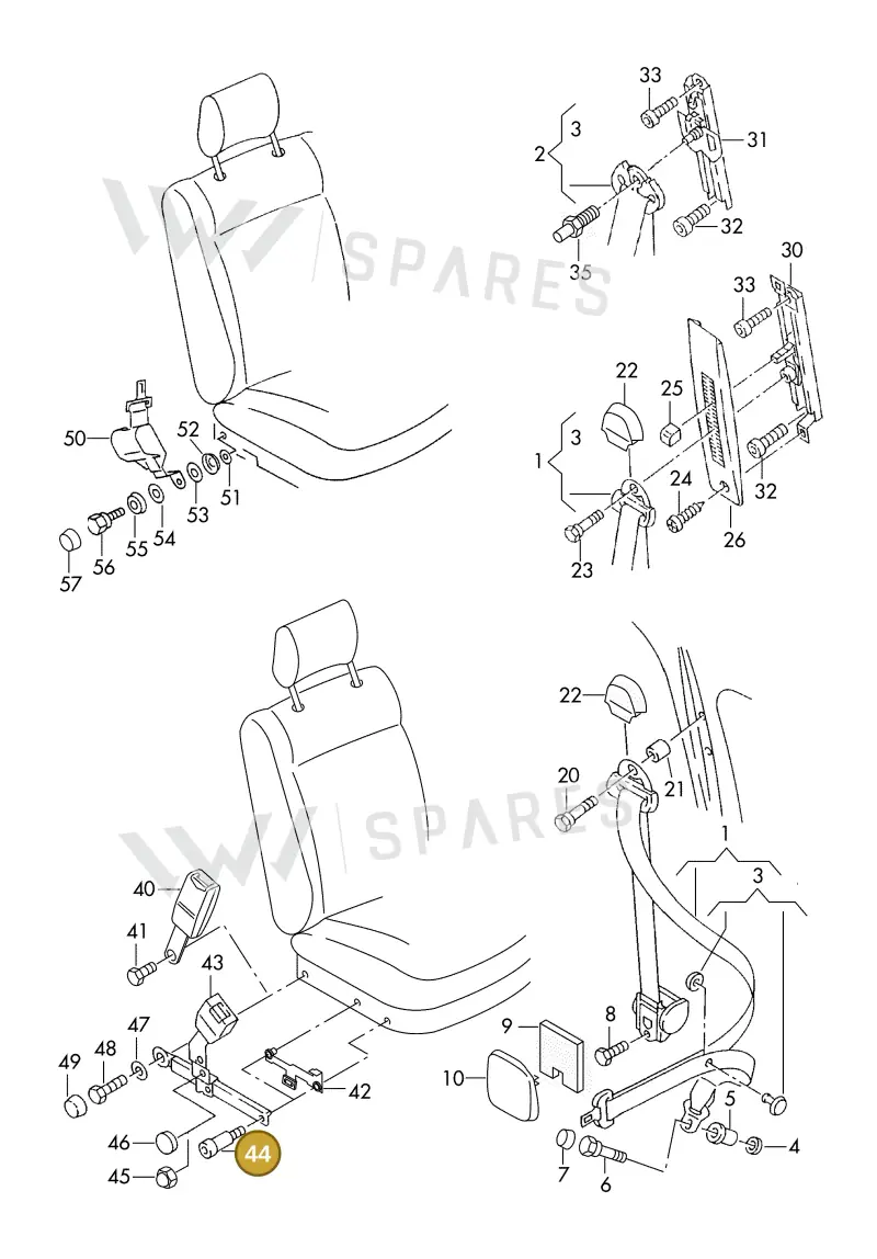 N90449701 — Volkswagen TRANSPORTER SYNCRO (1995-1995) diagram 230857600, position 44
