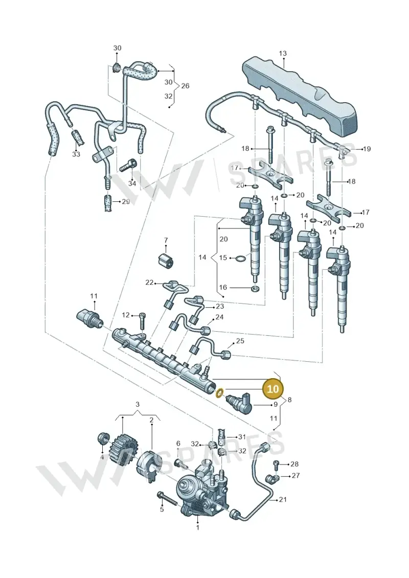 N90451902 — Volkswagen Golf 2.0 (2016-2020) diagram 587130000, position 10