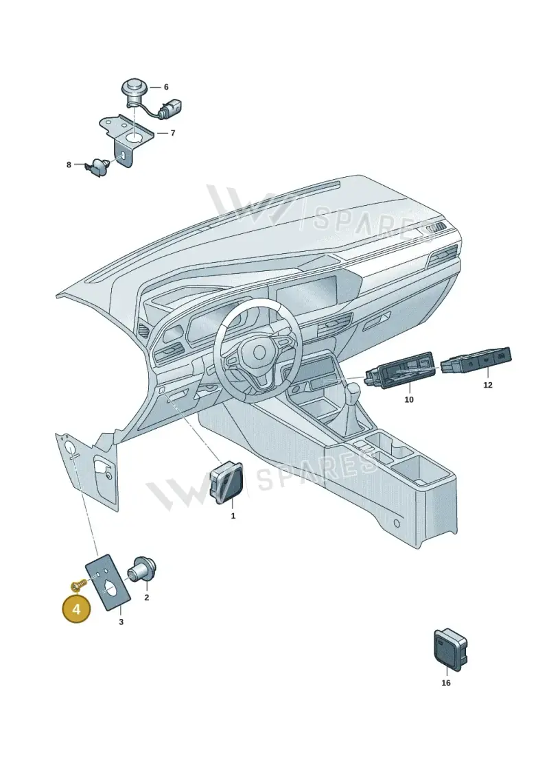 N90455206 — Volkswagen Caddy Maxi Kombi (2020-2024) diagram 2ka941051, position 4