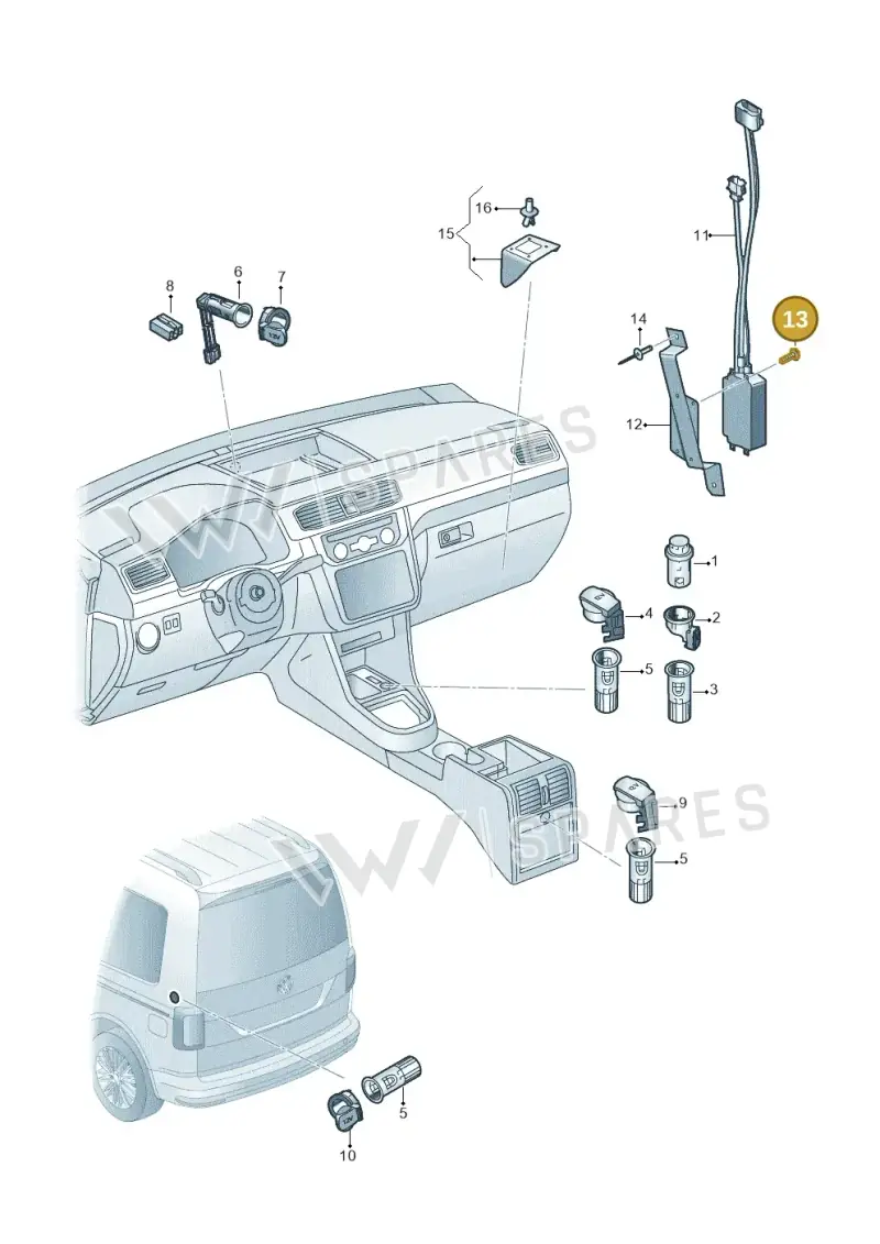 N90455206 — Volkswagen Caddy kombi (2015-2020) diagram 866919200, position 13