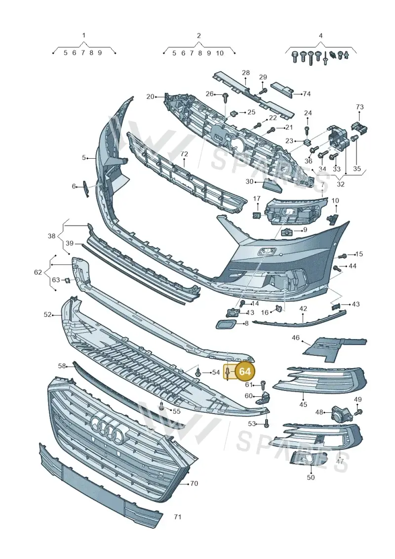N90465201 — Audi A8 (2017-2025) diagram 838807100, position 64