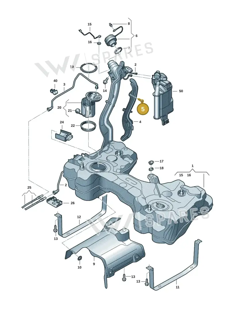 N90475801 — Volkswagen Golf 2.0 BlueMotion (2019-2024) diagram 5h0201047, position 5