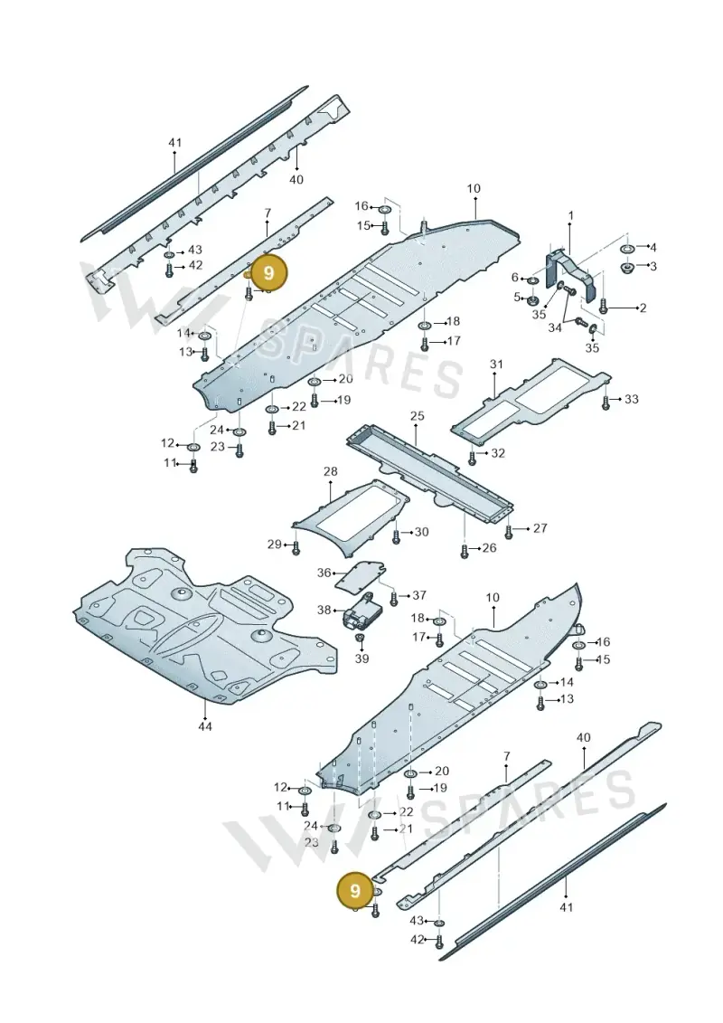 N90477303 — Audi A8 (2013-2018) diagram 696825000, position 9