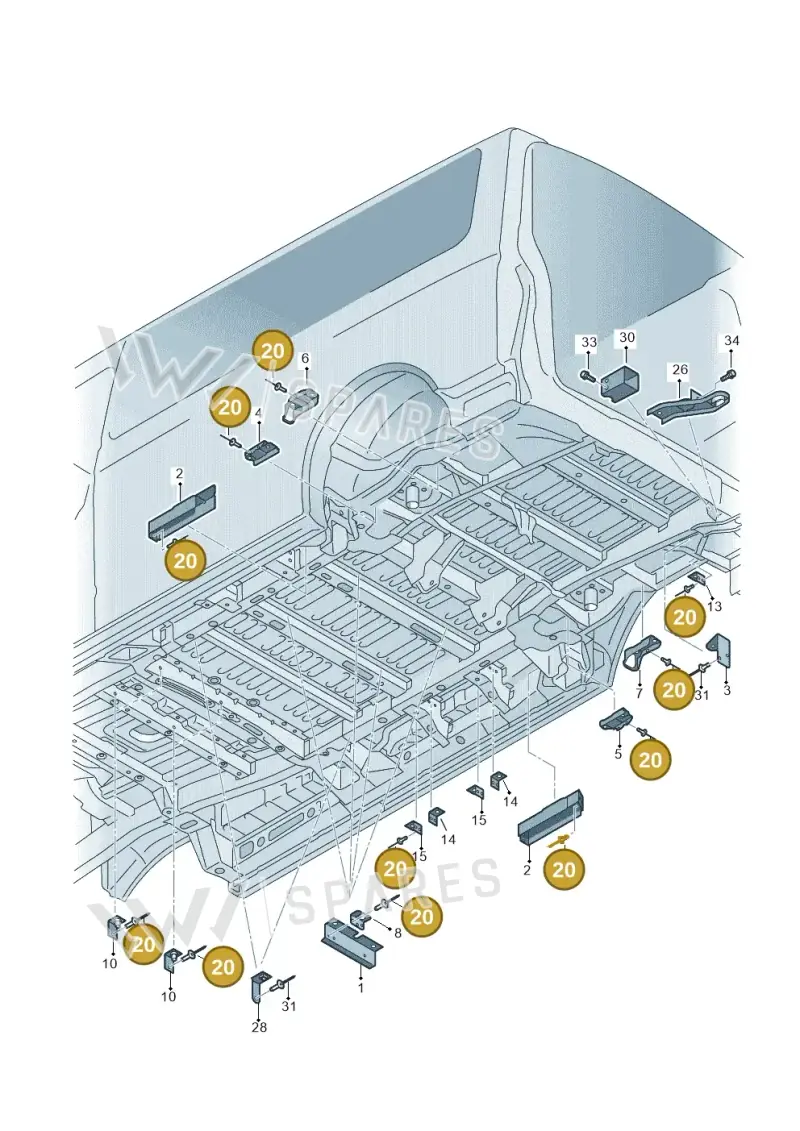 N90478601 — Volkswagen Transp. caravelle (2011-2015) diagram 410801400, position 20