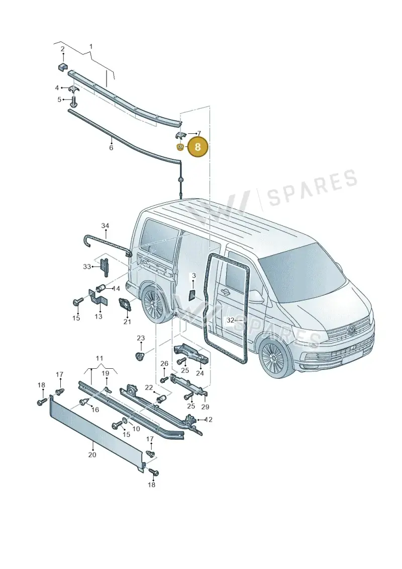 N90488001 — Volkswagen Transport. multivan (2019-2024) diagram 861843500, position 8