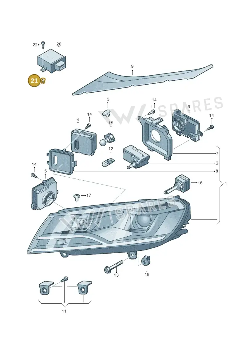 N90536701 — Volkswagen Touareg BlueMotion (2014-2018) diagram 787941100, position 21
