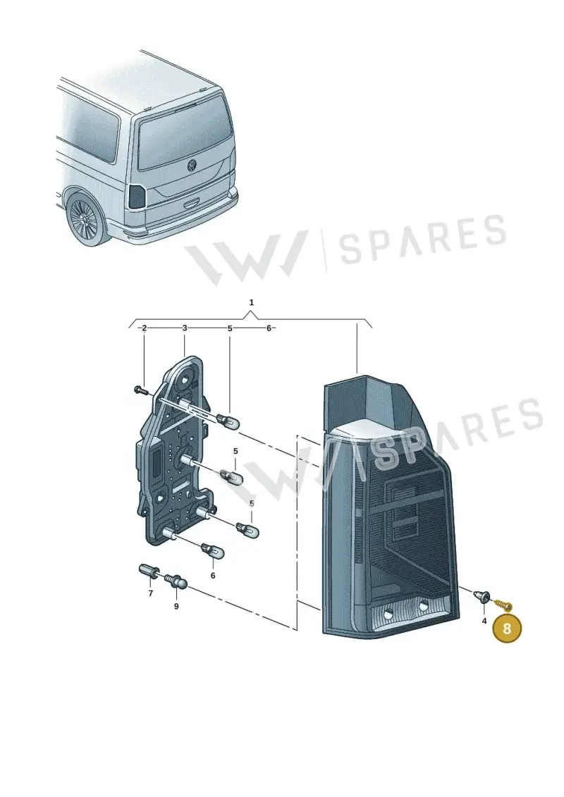 N90548803 — Volkswagen Transport. multivan (2019-2024) diagram 7em945000, position 8
