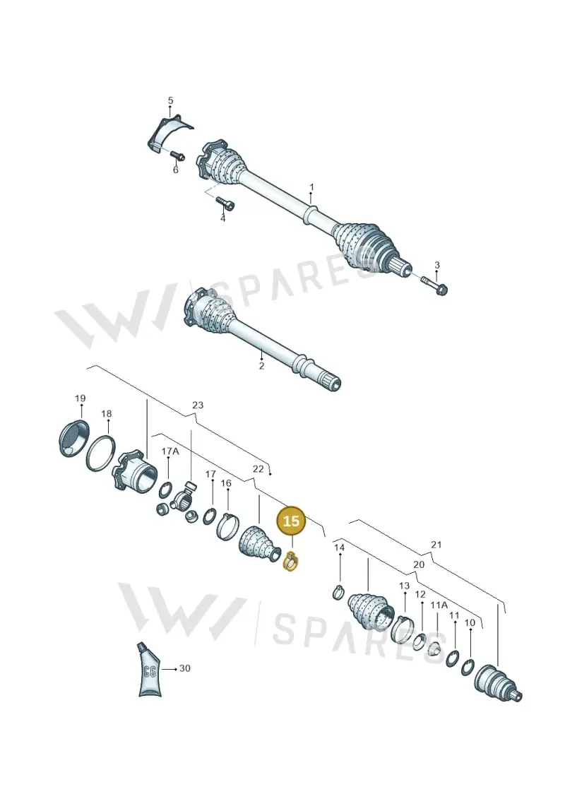 N90598701 — Volkswagen 3B0 platform diagram 404407250, position 15