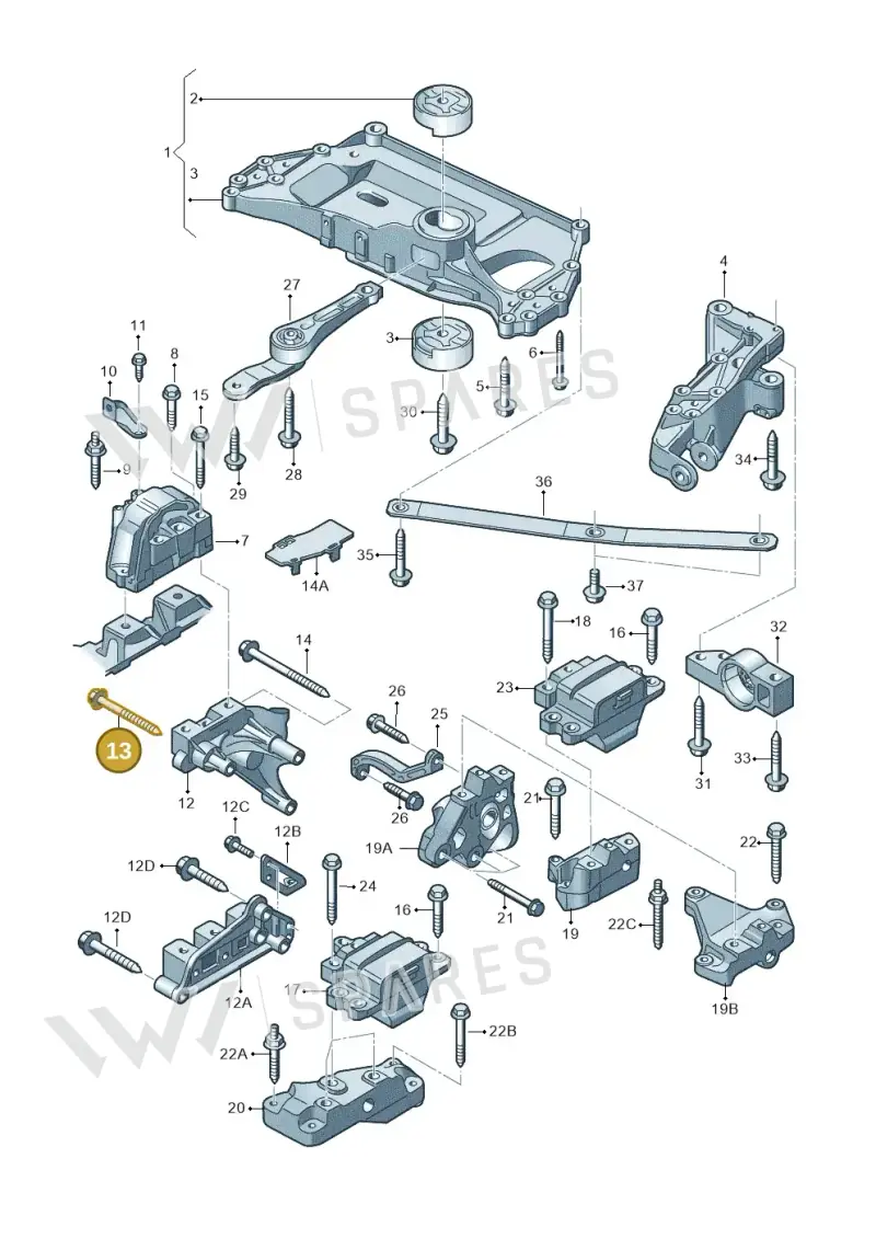 N90628303 — Volkswagen Golf Cabriolet (2011-2016) diagram 718199200, position 13