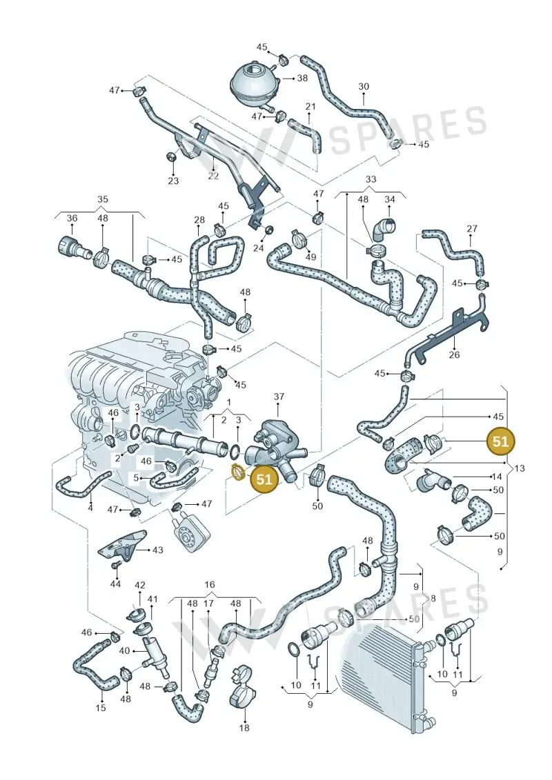 N90655901 — Volkswagen GOLF/VAR./4MOT. A4     02 (2001-2002) diagram 266121610, position 51