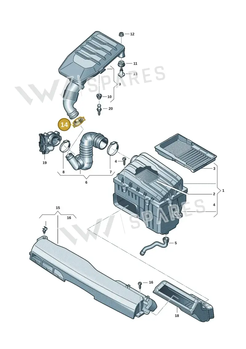 N90655901 — Volkswagen Polo 1.0 BlueMotion (2017-2024) diagram 837129005, position 14