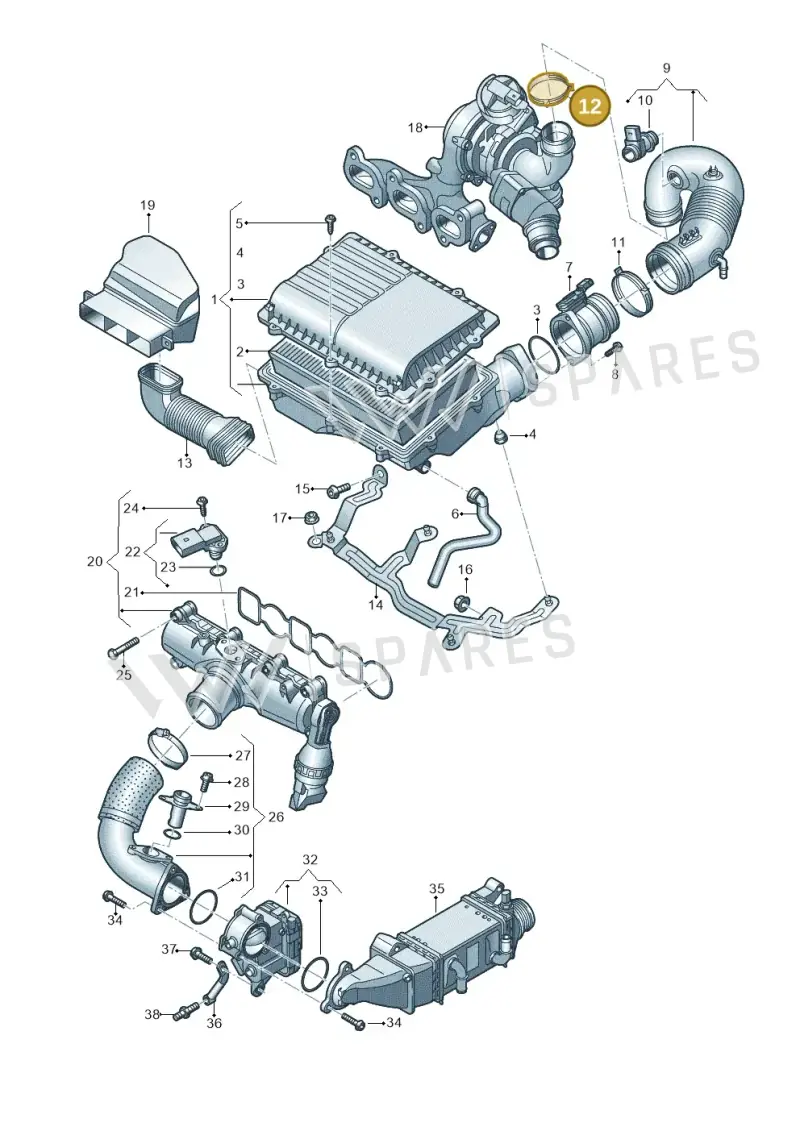 N90656001 — Volkswagen Polo 1.4 BlueMotion (2014-2017) diagram 773129000, position 12